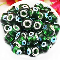 10pcs evil eye beads charms lampwork clear glass spacer beads 5mm large hole fit pandora bracelet bangle necklaces key chains