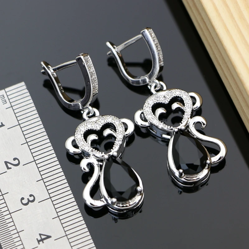 Женский комплект из колье и серёг серебра 925 пробы | Украшения аксессуары