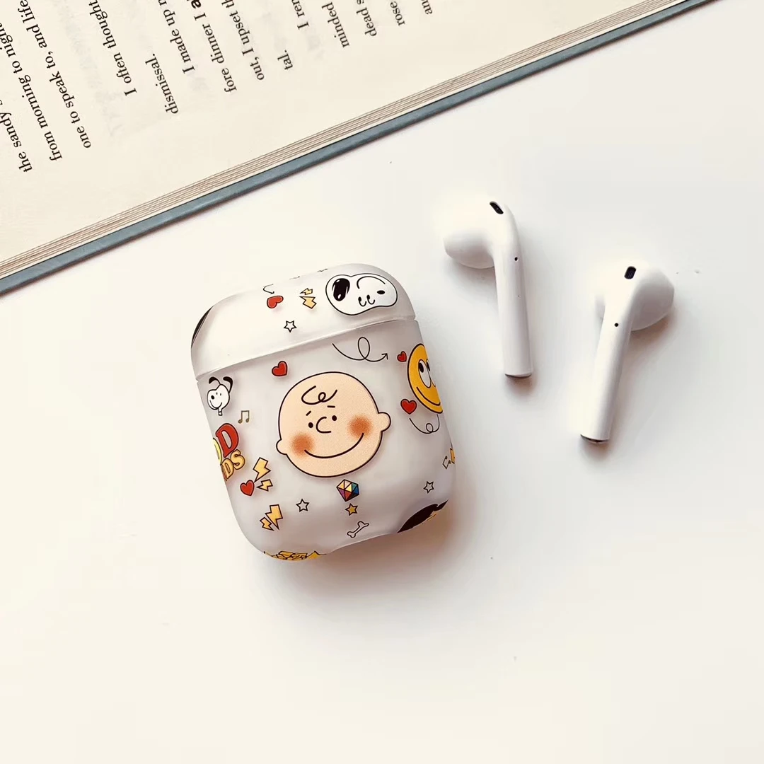 Мультяшный Матовый Жесткий чехол, силиконовый наушник для Apple, AirPods 1/2, беспроводной bluetooth чехол для гарнитуры
