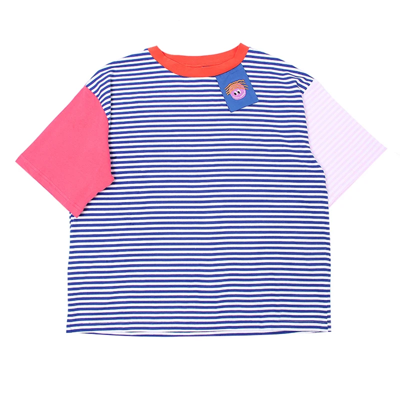 Женская хлопковая футболка с коротким рукавом и круглым вырезом свободного