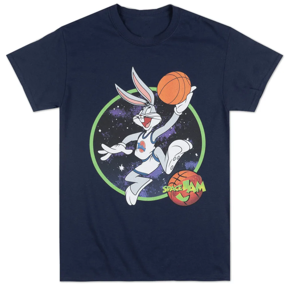 Веселые мелодии Космический Джем с рисунком Багз Банни футболка темно синие