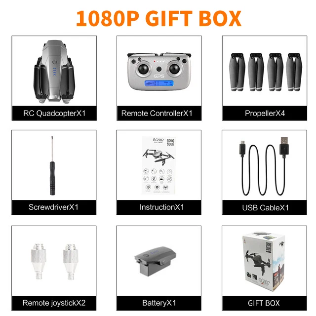 1080P Gift Box Gps FOLLOW ME wifi FPV Квадрокоптер складной Дрон 4K 1080P HD камера Анти-тряска 50 раз зум RC вертолет Профессиональный 4K Дрон - Цвет: 1080P Gift Box
