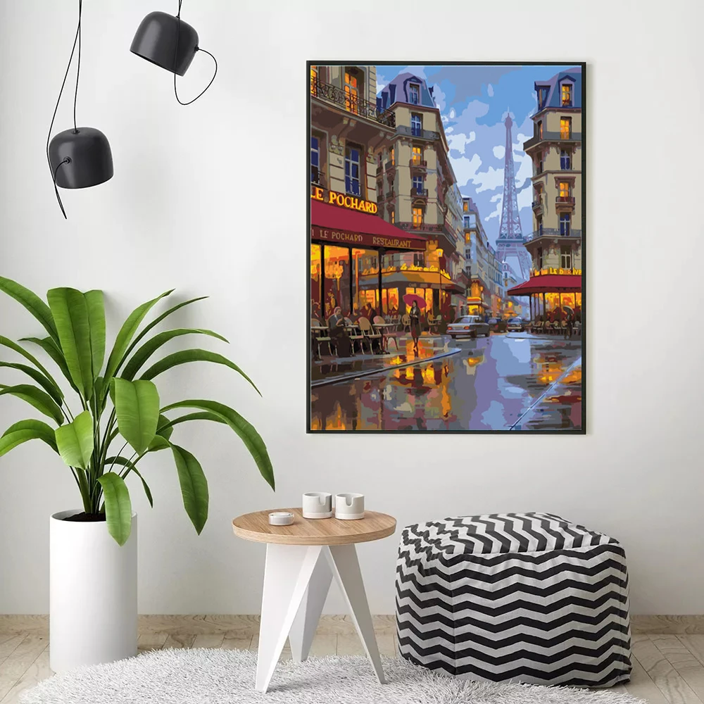 HUACAN картина по номеру город пейзажные наборы Рисование холст ручная роспись DIY