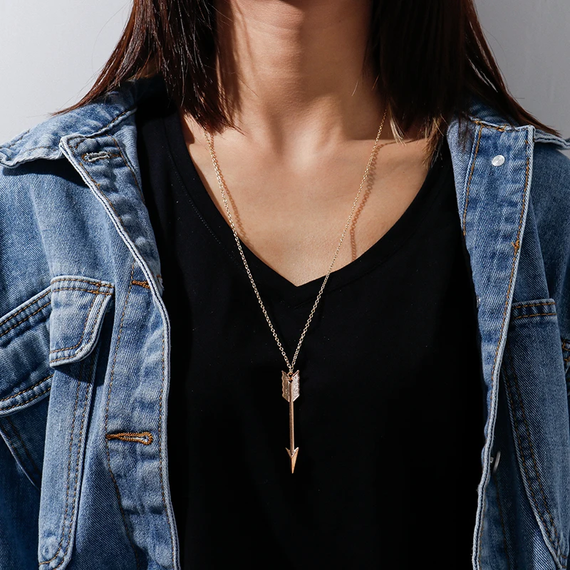 

Simple Arrow Pendant Necklaces for Women Statement Chain Necklaces Mujer Jewelry Couple Gifts Femme Brincos Accessories