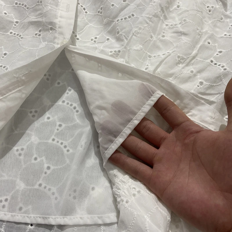 Женское ажурное мини-платье-рубашка повседневное свободное белое праздвечерние