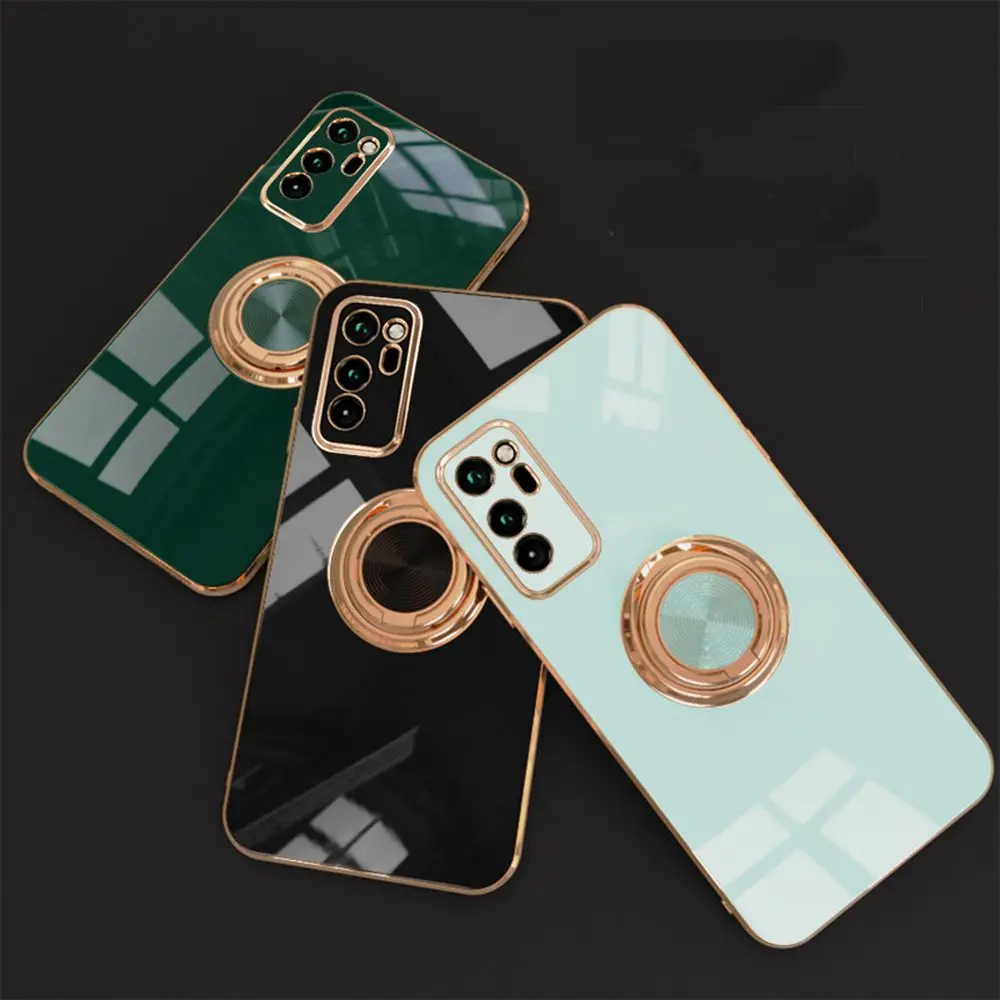 

Ring Soft Case For Huawei Honor 30 20 Pro V30 Pro 30Pro 20Pro Honor30 Honor20 Case Anti-drop Golden Edge Cute Stand Cover