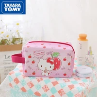 takara tomy fashion lady cute cartoon hello kitty pu leather cosmetic bag simple three dimensional portable toilet bag