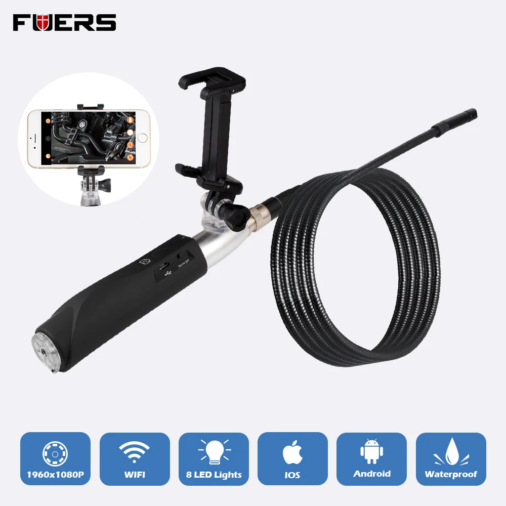 Fuers F110 1 м 3 м кабель 8 мм 1080P HD водонепроницаемый ручной wifi эндоскоп светодиодный многоцелевой инспекционной камеры для телефона Android IOS