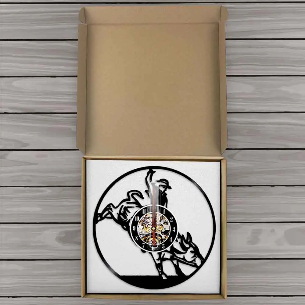 Винтажные настенные часы Wild West Bull Rider ковбойские виниловые с записью