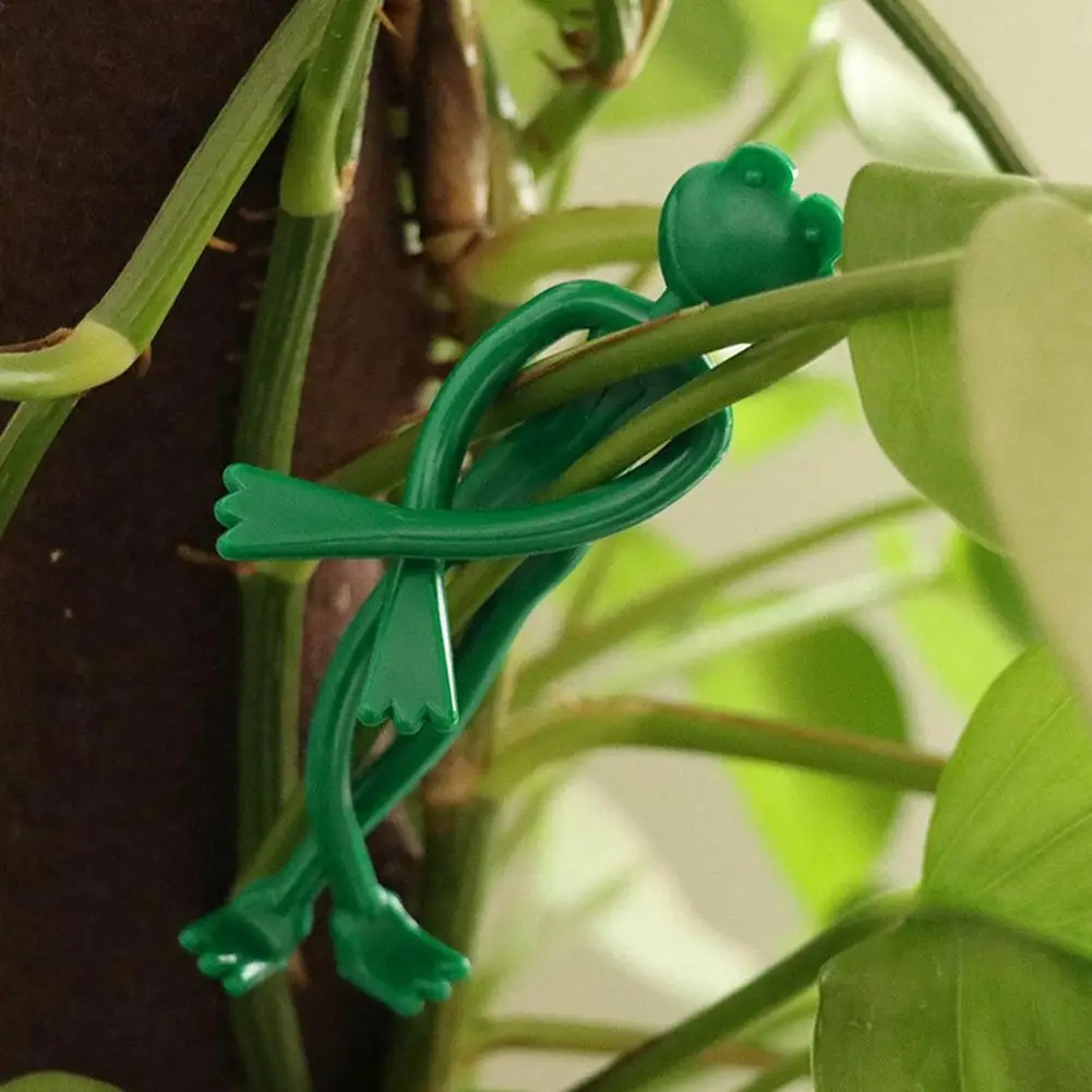 

10 Pcs Cute Cartoon Frog Plant Ties Twisting Garden Branch Strap Bendable Reusable Wire Clips Household Gardening Decoration