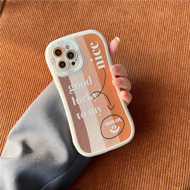 

Simple Smile Face Striped Phone Case For Apple iPhone 11 12 13 Pro Max X XS Max XR 7Plus 8Plus oval Soft IMD Back Cover Capa