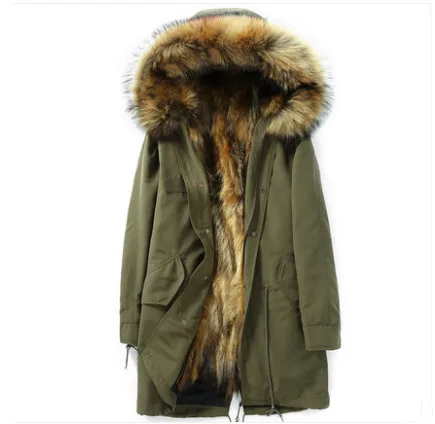 

Мужская куртка с натуральным мехом енота, уличная теплая парка, MY2024, для зимы, размера плюс