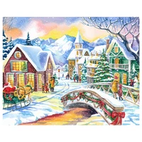tapb christmas snow scene diy paintingby numbers adults handpainted on canvas oil pictures by numbers home wall art decor gift