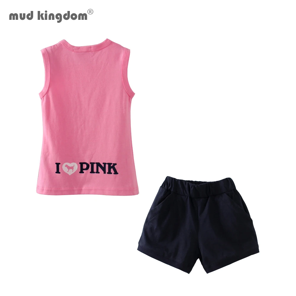 Mudkingdom/комплекты для девочек без рукавов собак с буквенным принтом топы и шорты