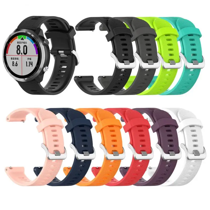 Новый мягкий ремешок для смарт часов Garmin Forerunner 645 20 мм с полоской силиконовый