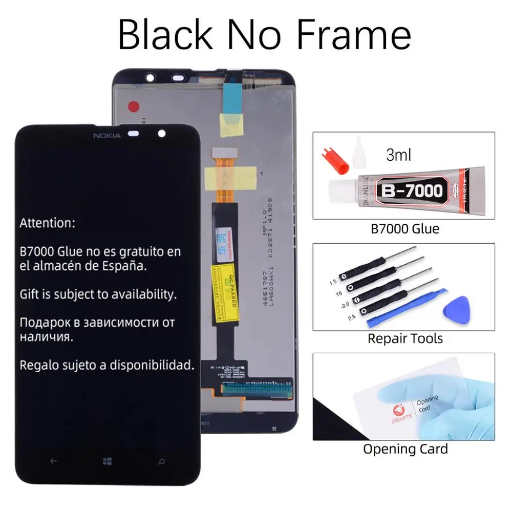 6,0 ''1280x720 ЖК-дисплей для NOKIA Lumia 1320, сенсорный экран для NOKIA 1320, замена дигитайзера - Цвет: No Frame Black