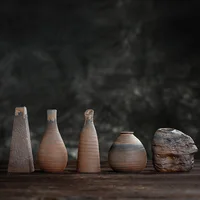 Stoneware Small Vase Japanese-Style Handmade Stoneware Retro Zen Small Flower Ceramic Mini Vase Flower Pots Decorative