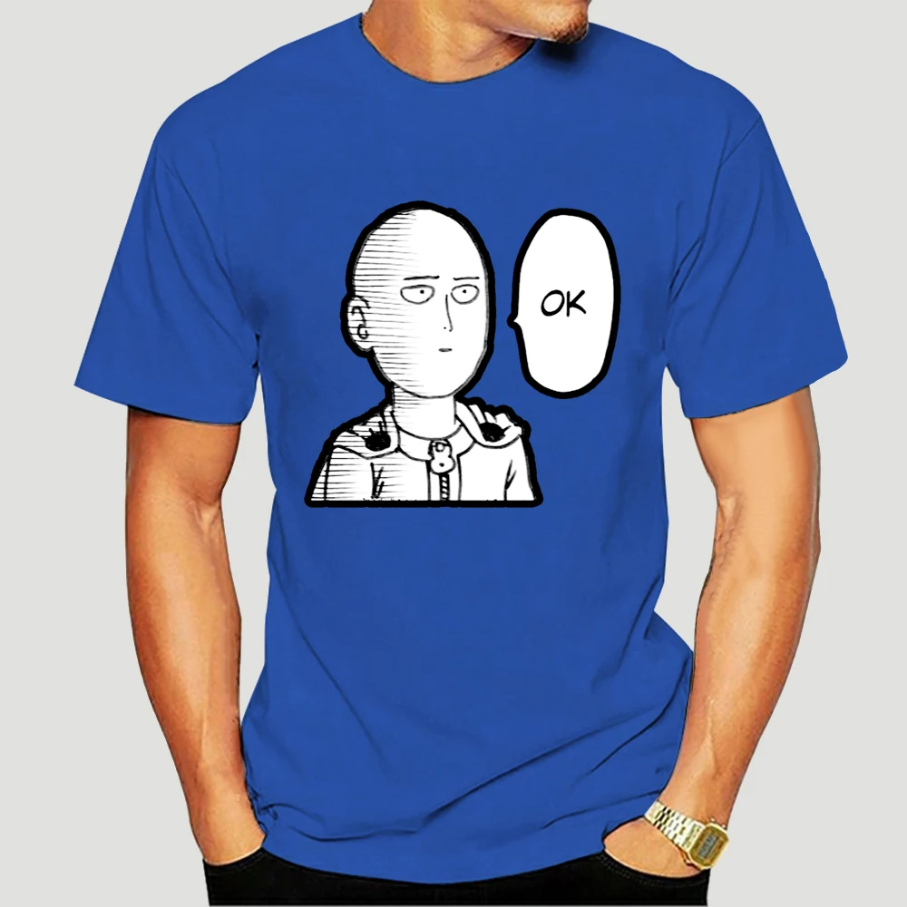 Футболка с принтом One Punch Man Ok крутая Мужская футболка японским аниме Повседневная