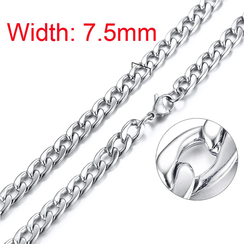 Нержавеющая сталь ссылка звеньевая цепочка на шею для мужчин 4 5 мм 6 7 9 варианты |