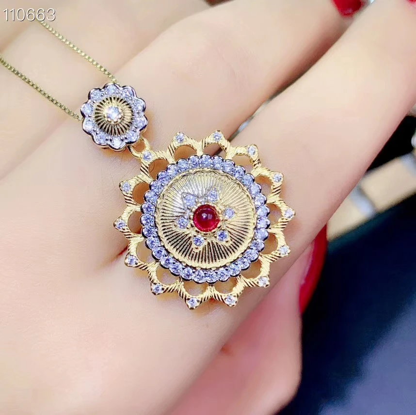 Новый элегантный кулон с красным Рубином для ожерелья серебряные ювелирные