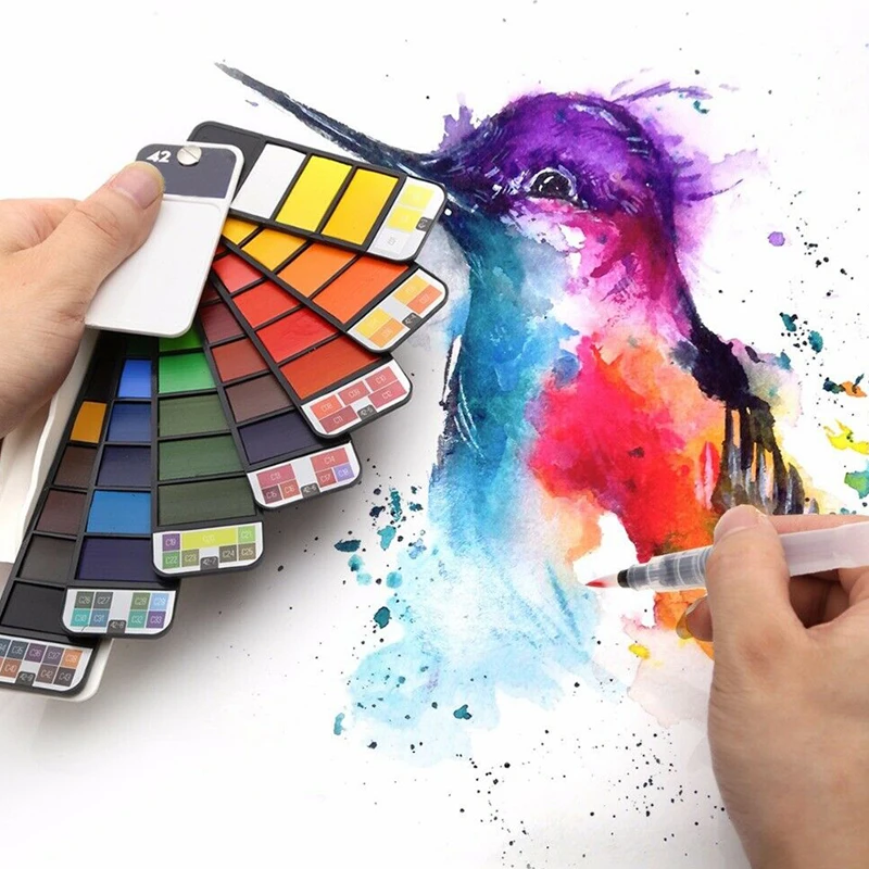 Portable Watercolor Kits 18/25/33/42 Colors Foldable Paint Set Outdoor Painting Artist Kids L9 | Дом и сад
