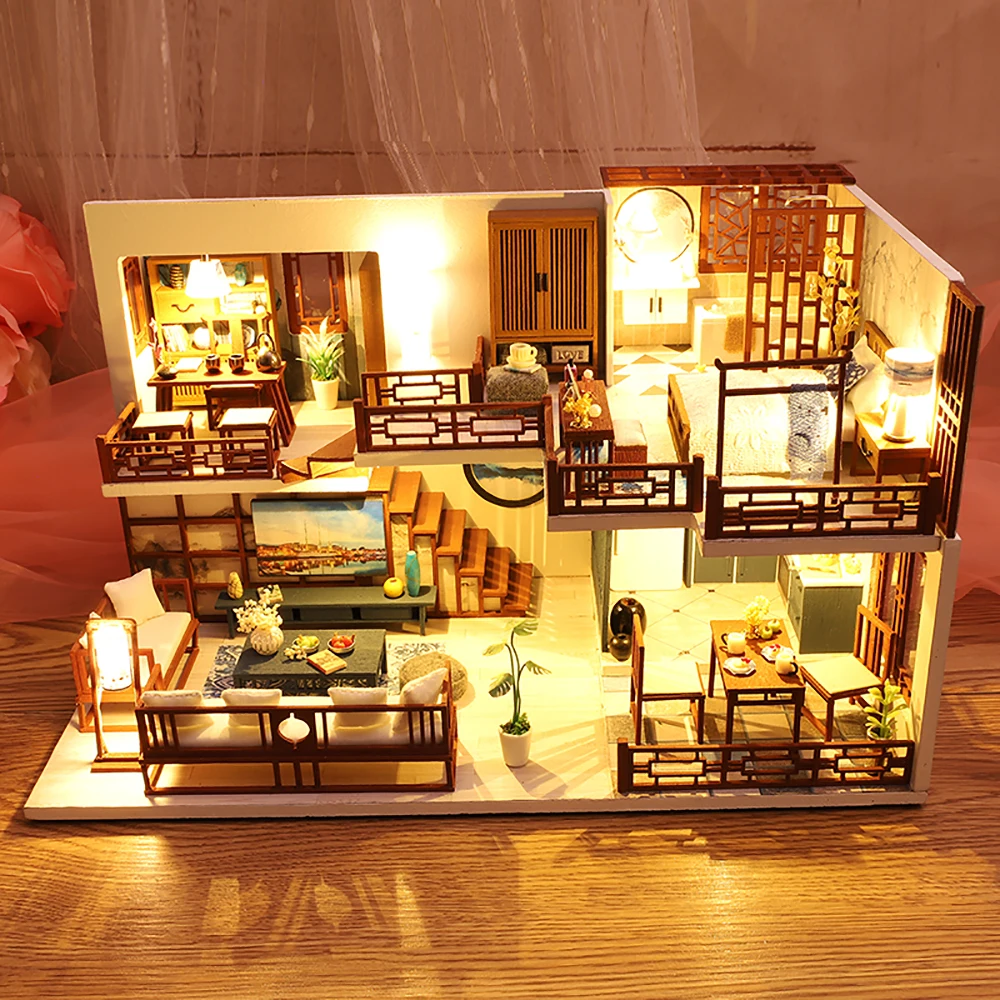 cutebee diy dollhouse kit romantic japanese elements wooden miniature dollhouse doll house furniture toys birthday gift free global shipping