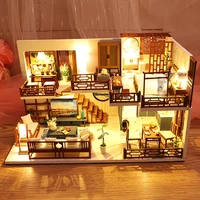 cutebee diy dollhouse kit wooden miniature dollhouse doll house furniture kit with led toys for children bithday gift m25