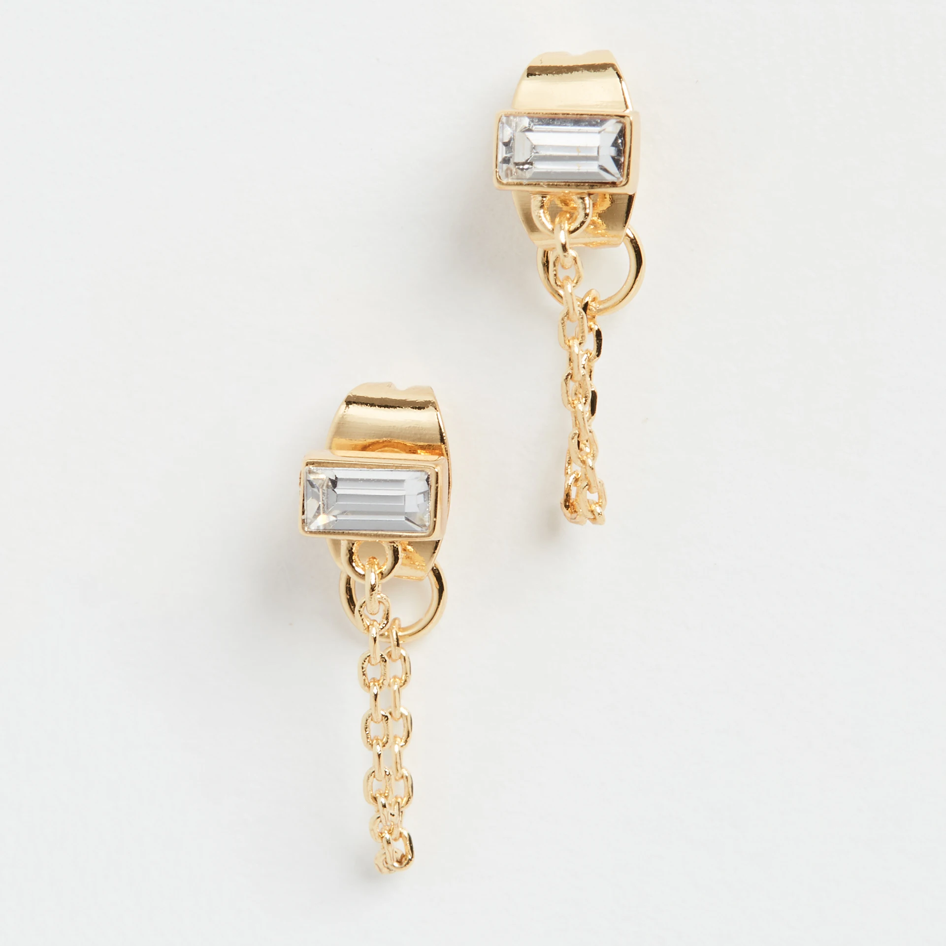 

Punki 1 PCS Hot Sale Brilliant Rectangle Crystal Zircon Gold Color Metal Chain Stud Earrings for Women Girl Party Jewelry