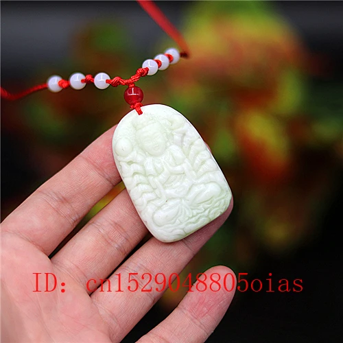 Натуральный белый китайский нефрит Гуаньинь кулон ожерелье очаровательные