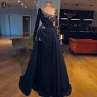 Элегантные платья Promworld 2021, Новые Вечерние платья с длинным рукавом, темно-синие официальные платья для женщин с бисером