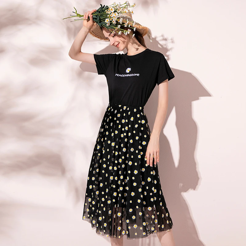 Летняя женская вышитая хлопковая Базовая рубашка с сетчатым принтом Женский