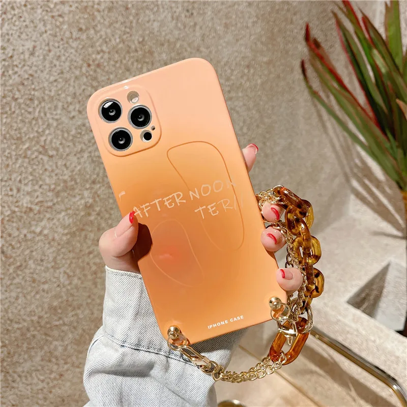 

Gradient Bracelet Phone Case For iphone 12 Mini 11 Pro XS Max XR 7 8 Plus SE 2020 Fashion Watercolor Rendering Chain Soft Cover