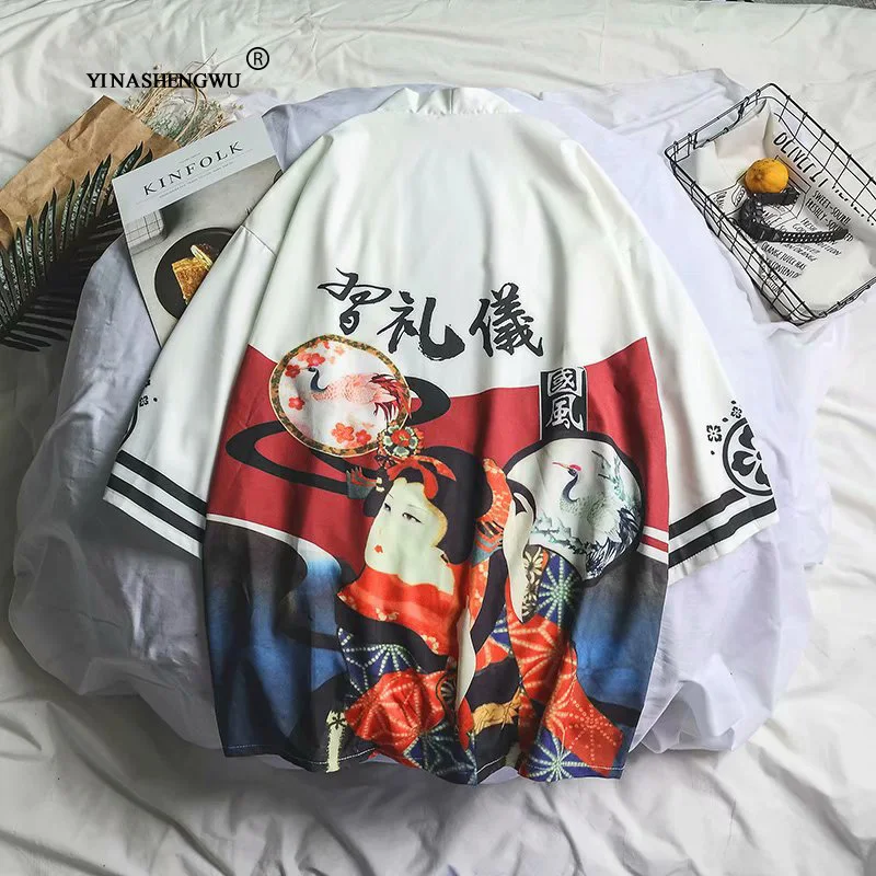 Японский кардиган Harajuku кимоно Yukata Haori для мужчин и женщин азиатская одежда