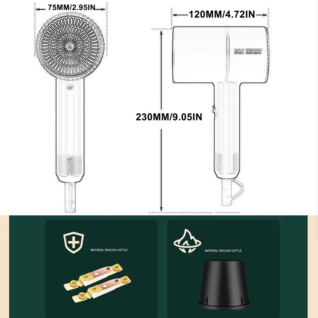 

Mute Hair Dryer Negative Ion Hair Dryer Noise-reducing High-power Blue Light Anion For Household Appliances