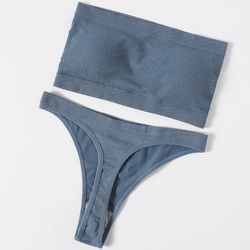 

Women Strapless Invisible Bra Set Sexy Bandeau Bra And Panties Set Seamless Brassiere Bikini Underwear Set Female Sexy Lingerie