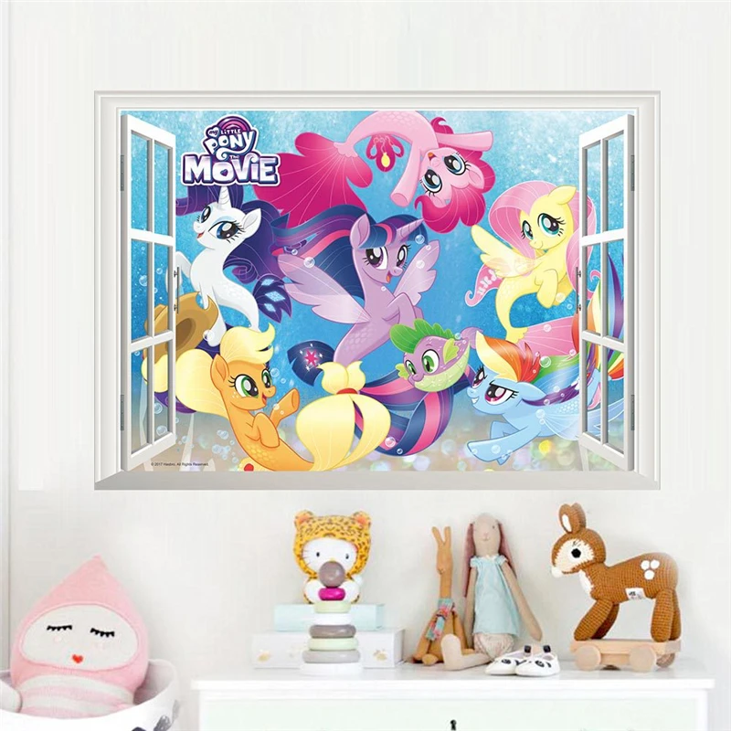028E My Little Pony 3D наклейки на стену для детской комнаты домашнее украшение аниме постеры из фильма поделки ПВХ мультфильм Единорог наклейки на стену - Цвет: 028E