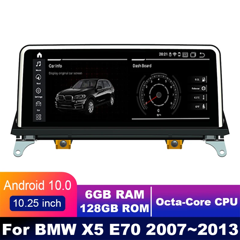 8 cores 6G+128G android 10.0 Car multimedia Player Navigation GPS radio For BMW X5 E70 2007~2013 Original 10.25