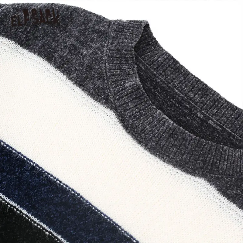 ELFSACK Striped Colorblock Women Pullovers Sweaters 2019 Winter Mohair Drop Shoulder Sleeve Office Ladies Basics Tops | Женская одежда