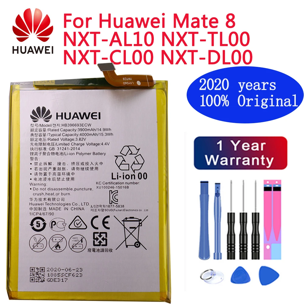 Оригинальный huawei батарея для HUAWEI HB396693ECW 3900 мАч Huawei Mate 8 NXT AL10 TL00 CL00 DL00 mate8