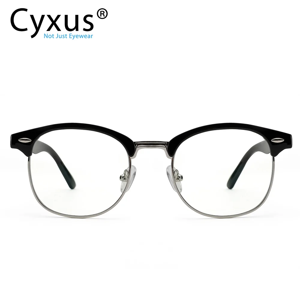 Cyxus полуоправы Browline синий светильник блокирующие компьютерные очки для защиты глаз УФ, для мужчин/женщин 8056 - Цвет оправы: Black