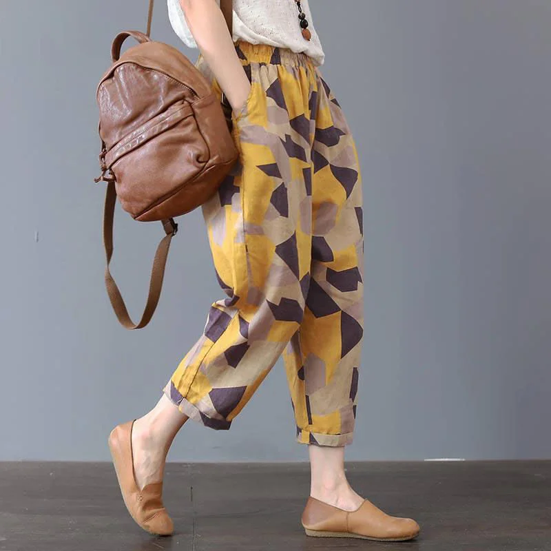 

Art Harem Pants New Summer Women'S Pants Printed Loose Nine Points Casual Pants