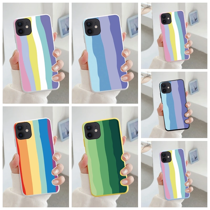 

Rainbow Case For Huawei P40 P40pro P40proplus P40lite 4G 5G Thin Trend Funny Smooth Matte Edging Colorful Personality Girl Cover