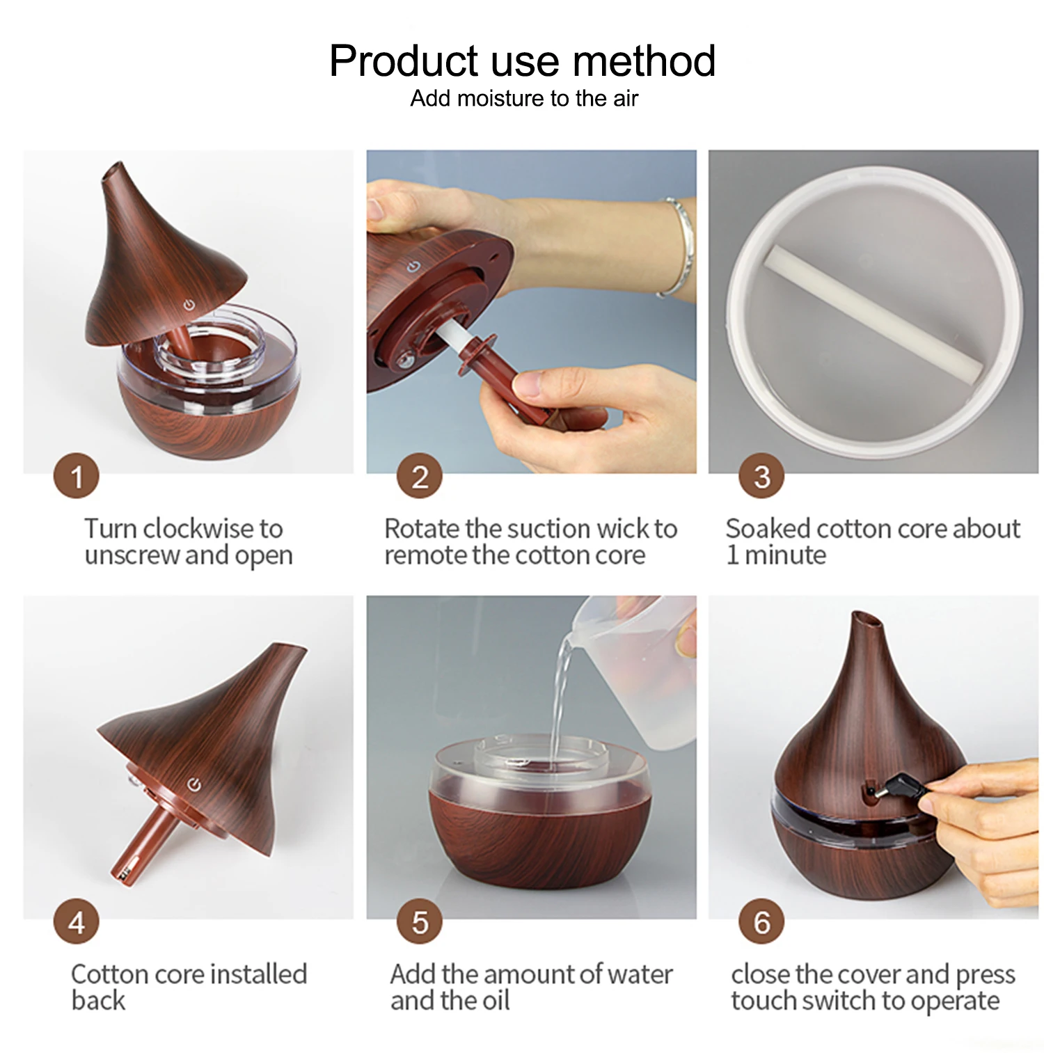 

300ml USB Air Humidifier Online Popular Electric Wood Diffuser For Essential Oil Perfume