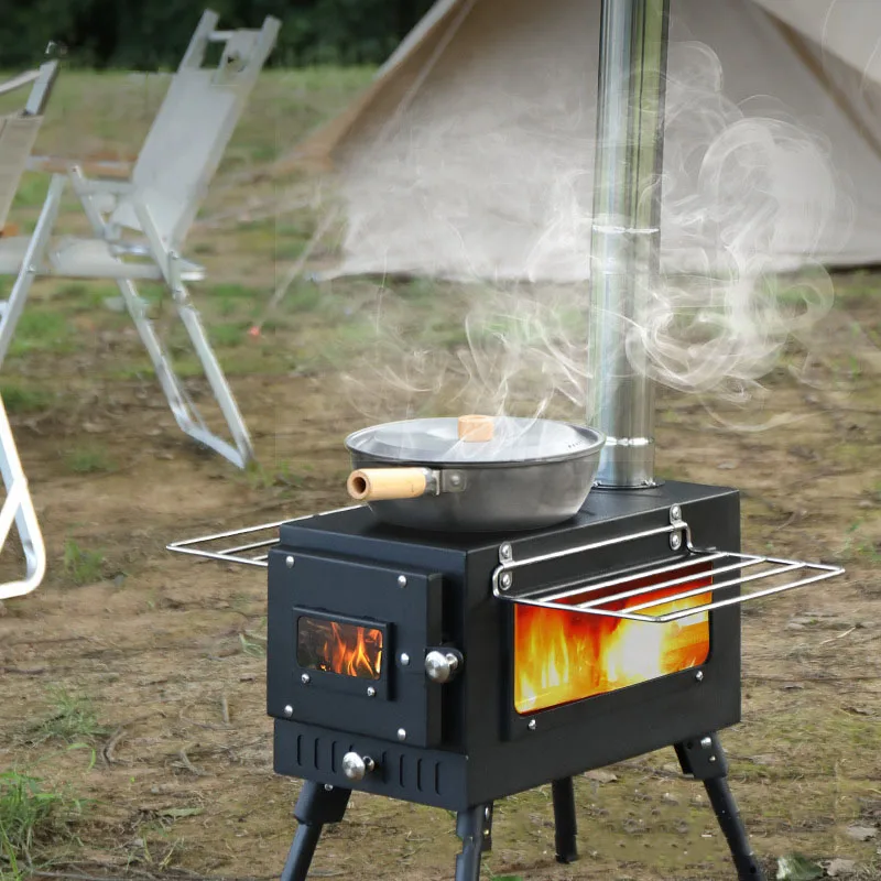 Многофункциональная нагревательная плита для палатки, огнеупорный нагреватель для пикника, кемпинга, деревянная плита, телескопический ск...