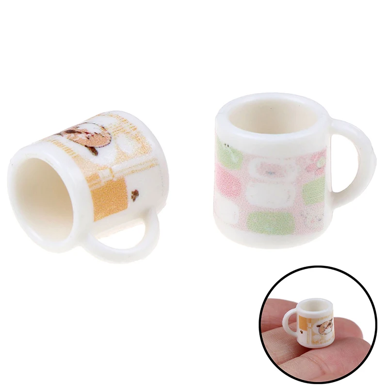 2Pcs Mugs 1:12 Dolls House Miniature Cups Direction Furniture Toys Plastic Coffee Tea Dollhouse Accessory White | Игрушки и хобби