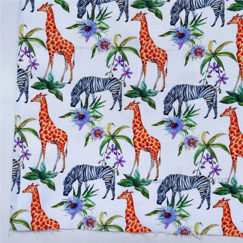 Wide110 см мультяшное животное жираф Зебра лошадь печатная хлопчатобумажная ткань