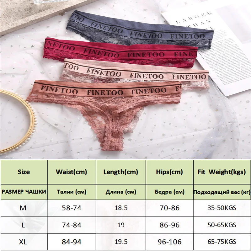 

Poblador 3Pcs/Set Sexy Women Lace Panties Low Waist Fashion Female Comfort Soft G-String Floral Solid Color Lady Lingerie Thongs
