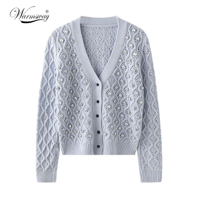 Жакет женский трикотажный короткий с V-образным вырезом стразы весна-осень 2021 |