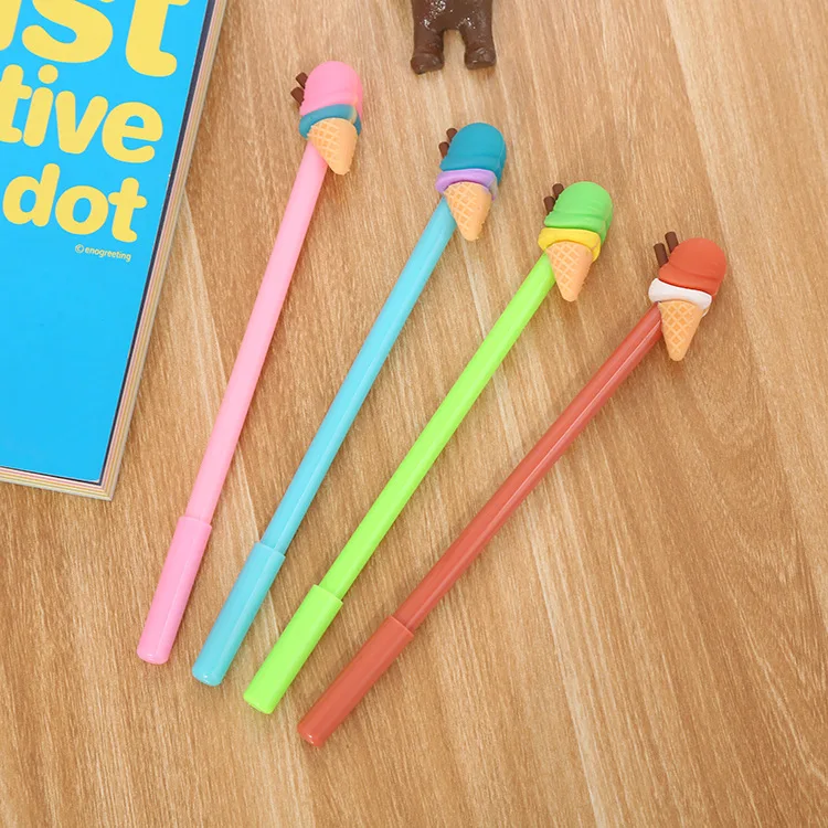 24 pcs Creative three-dimensional ice cream silicone head gel pen cute student cartoon cute pens pens for writing