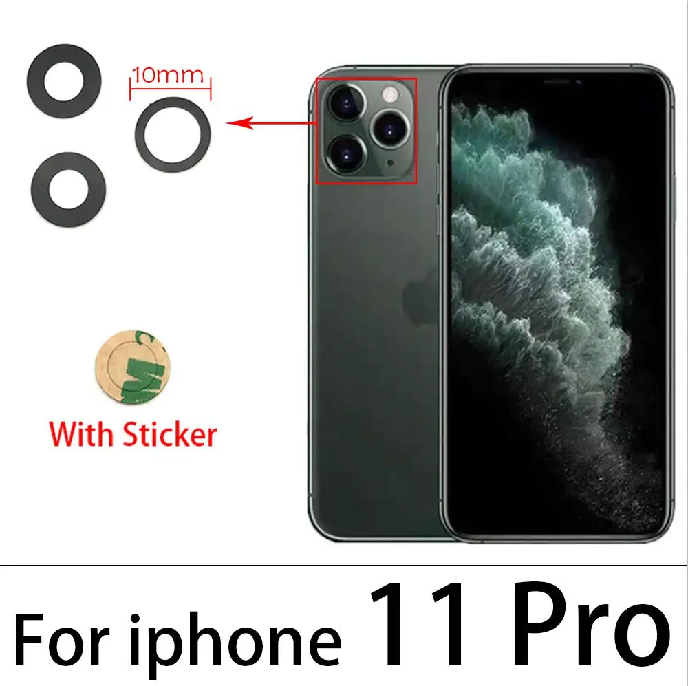 Для IPhone 7 8 11 12 Plus Pro Max объектив задней камеры стеклянная линза с клеем для Iphone X XR XS